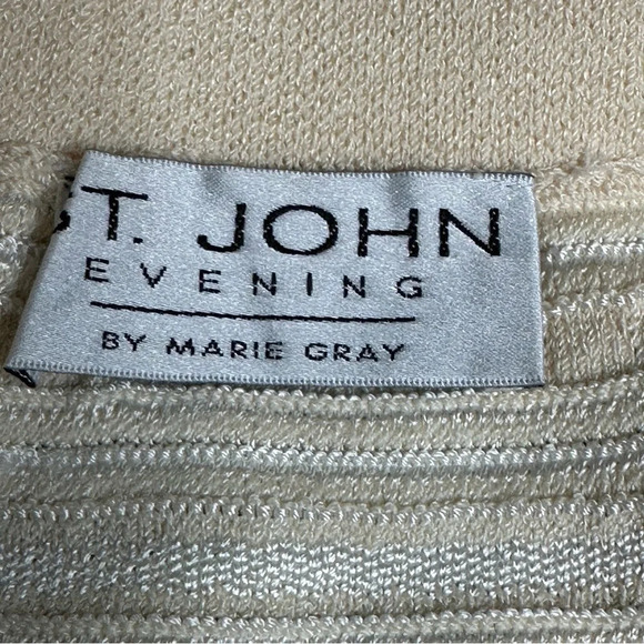 St. John Evening 3pc Ivory Paillette Skirt Suit. Sz: 6/10 - Picture 14 of 14